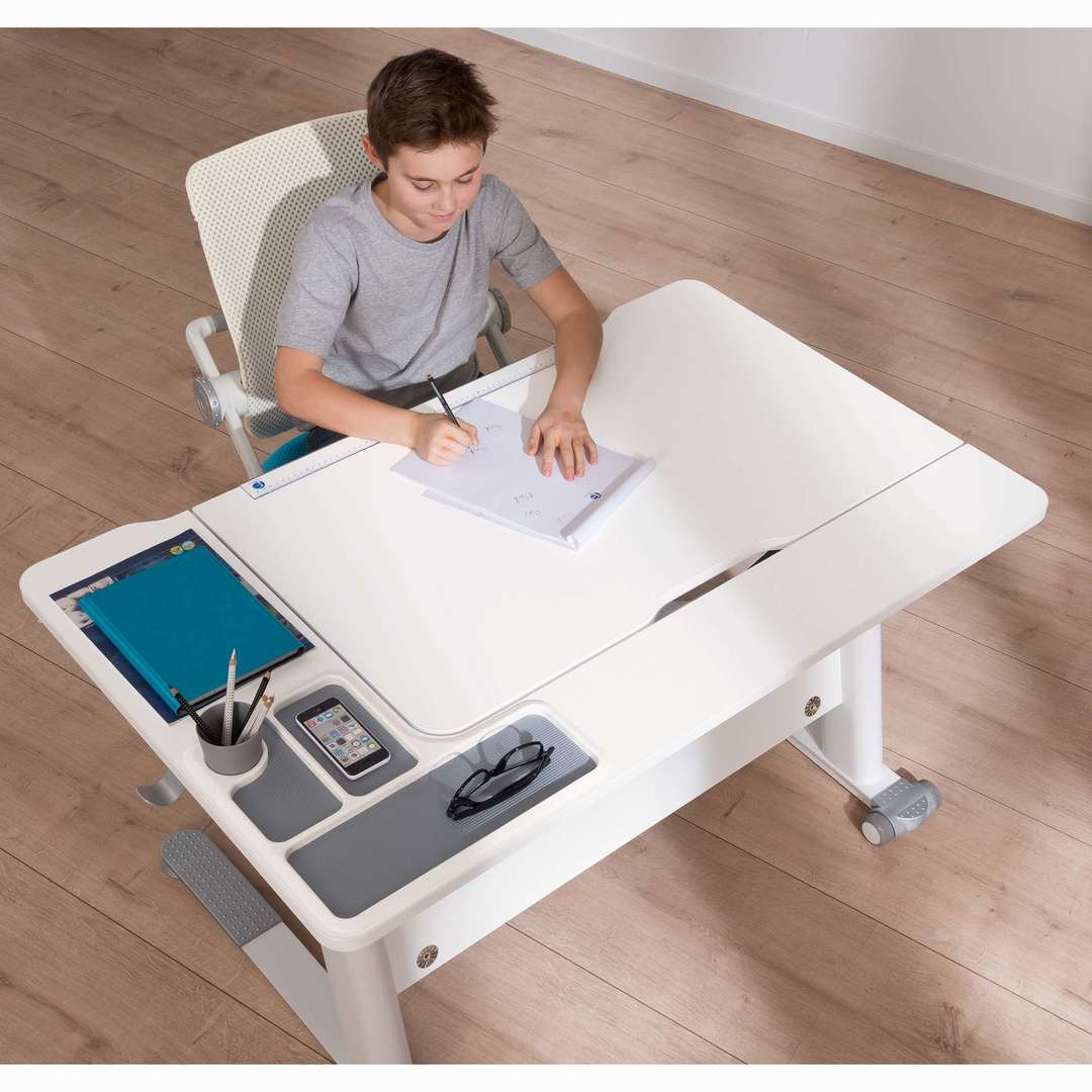 Schreibtisch Jaro Weiss für Rechtshänder 3