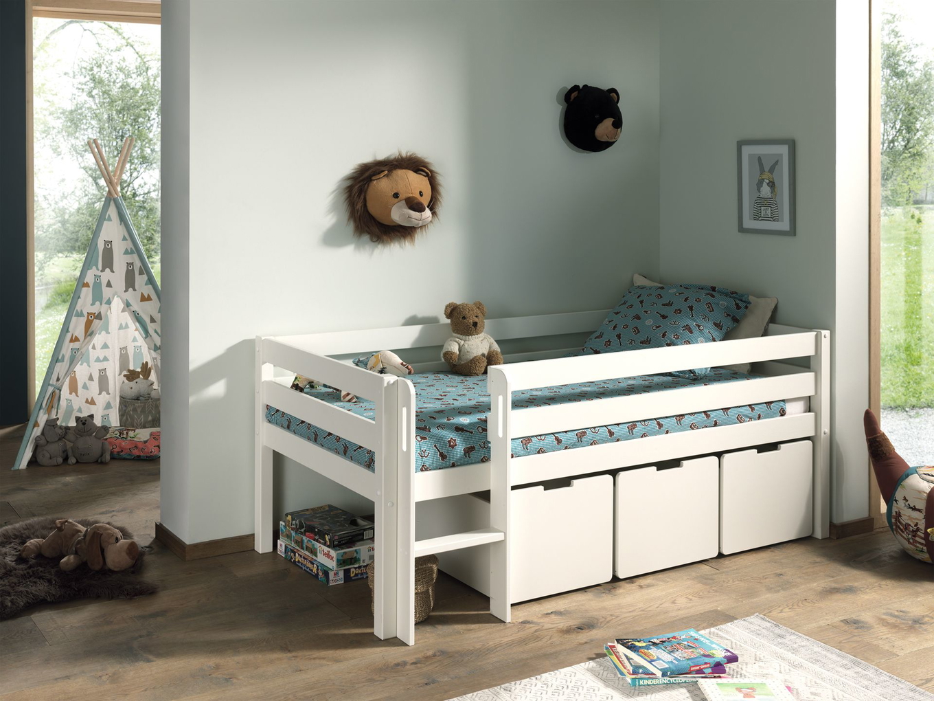 Bett Pino inkl. Schubladen Set Weiss 3