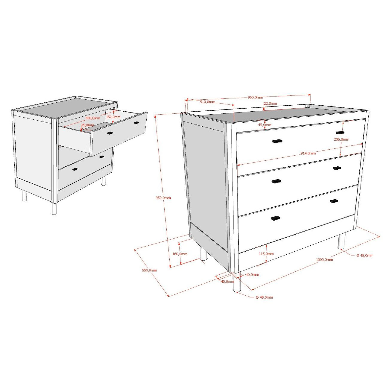 Babyzimmer Forrest Eiche 4-teilig Set 18