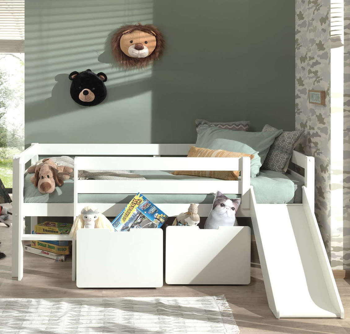 Bett Pino mit Rutsche Weiss, mit Schubladen 3