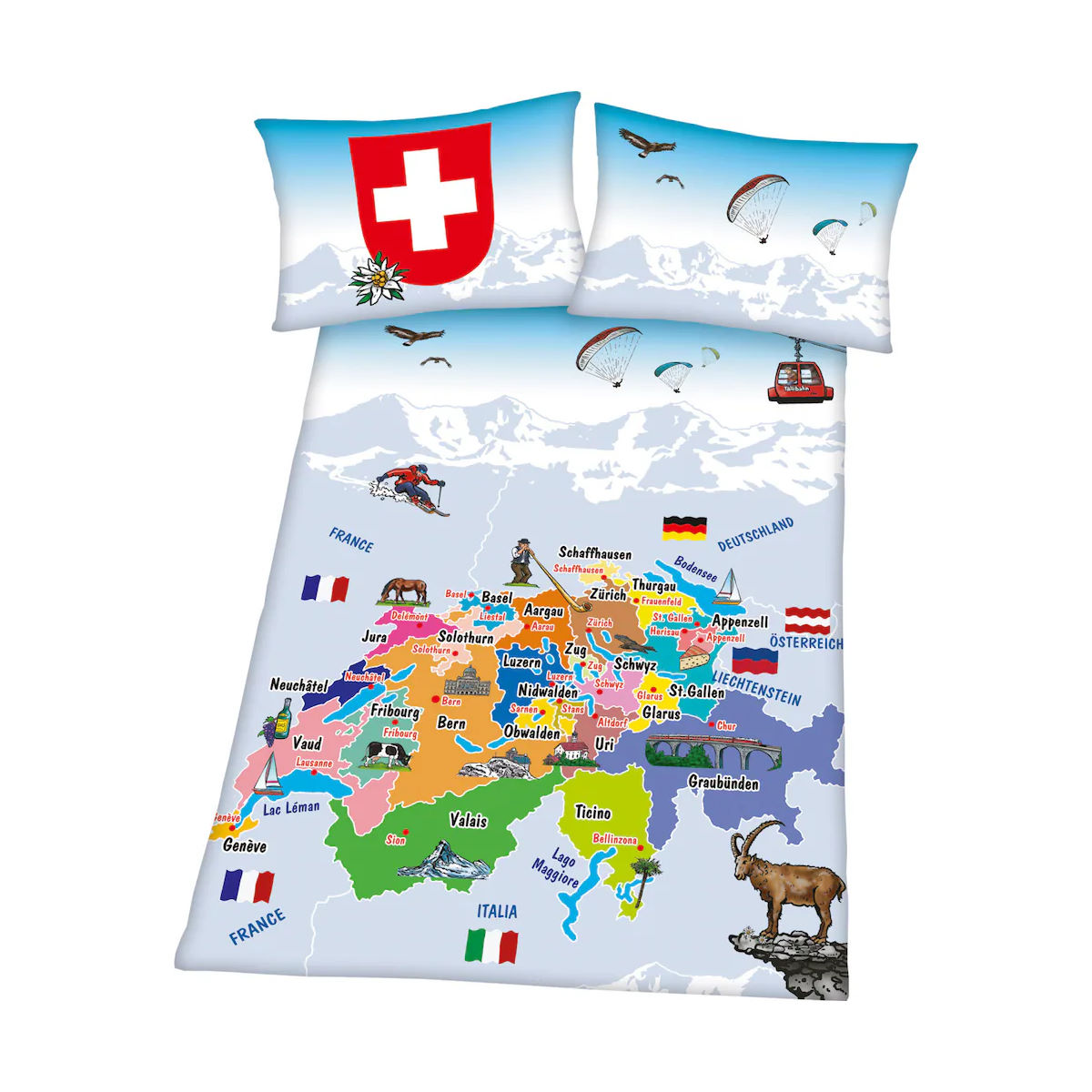 Bettwäsche Schweizer Landkarte