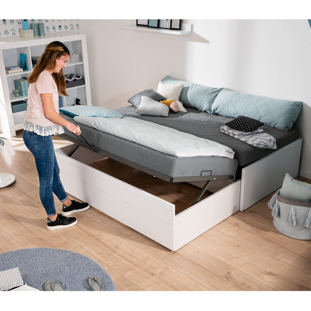 Bett Flynn mit Ausziehfunktion Weiss 4