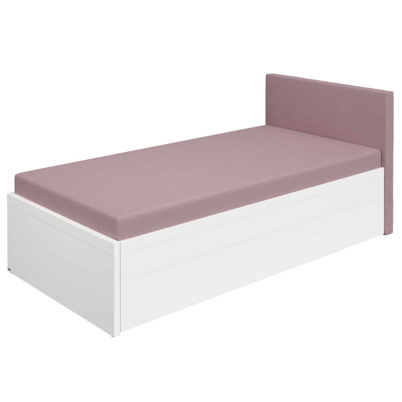 Bett Flynn mit gepolstertem Betthaupt Weiss, Dunkelrosa