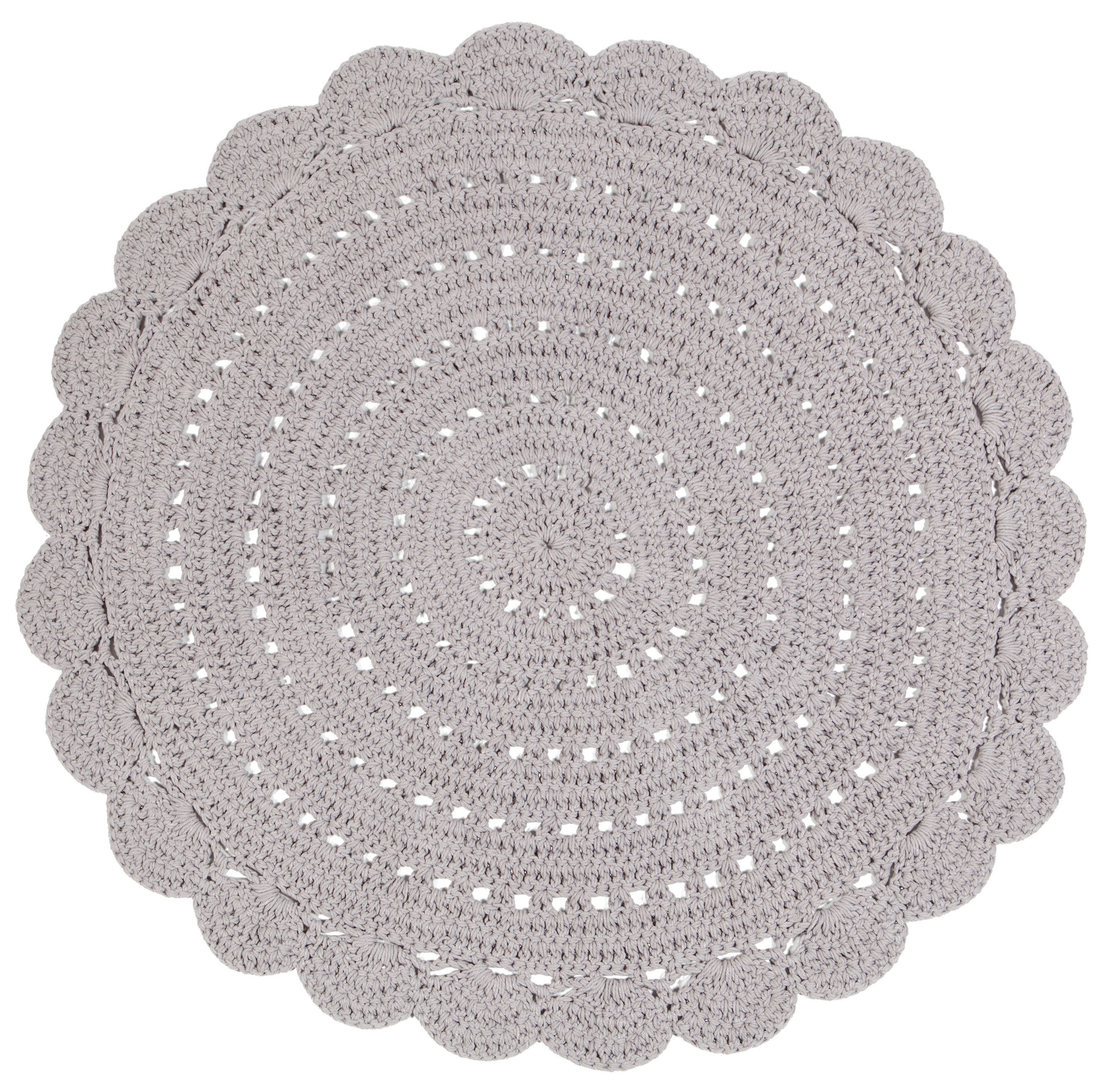 Häkelteppich Alma Hellgrau, 120 x 120 cm