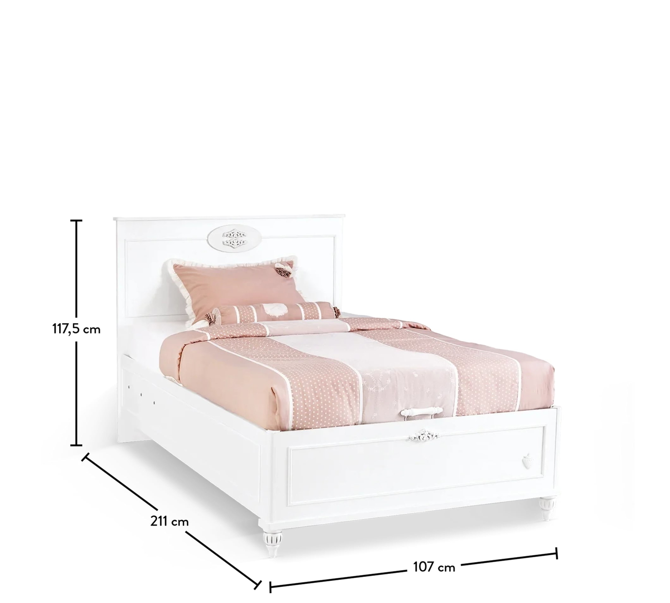 Bett Romantica mit Stauraum, 100 x 200 cm 5