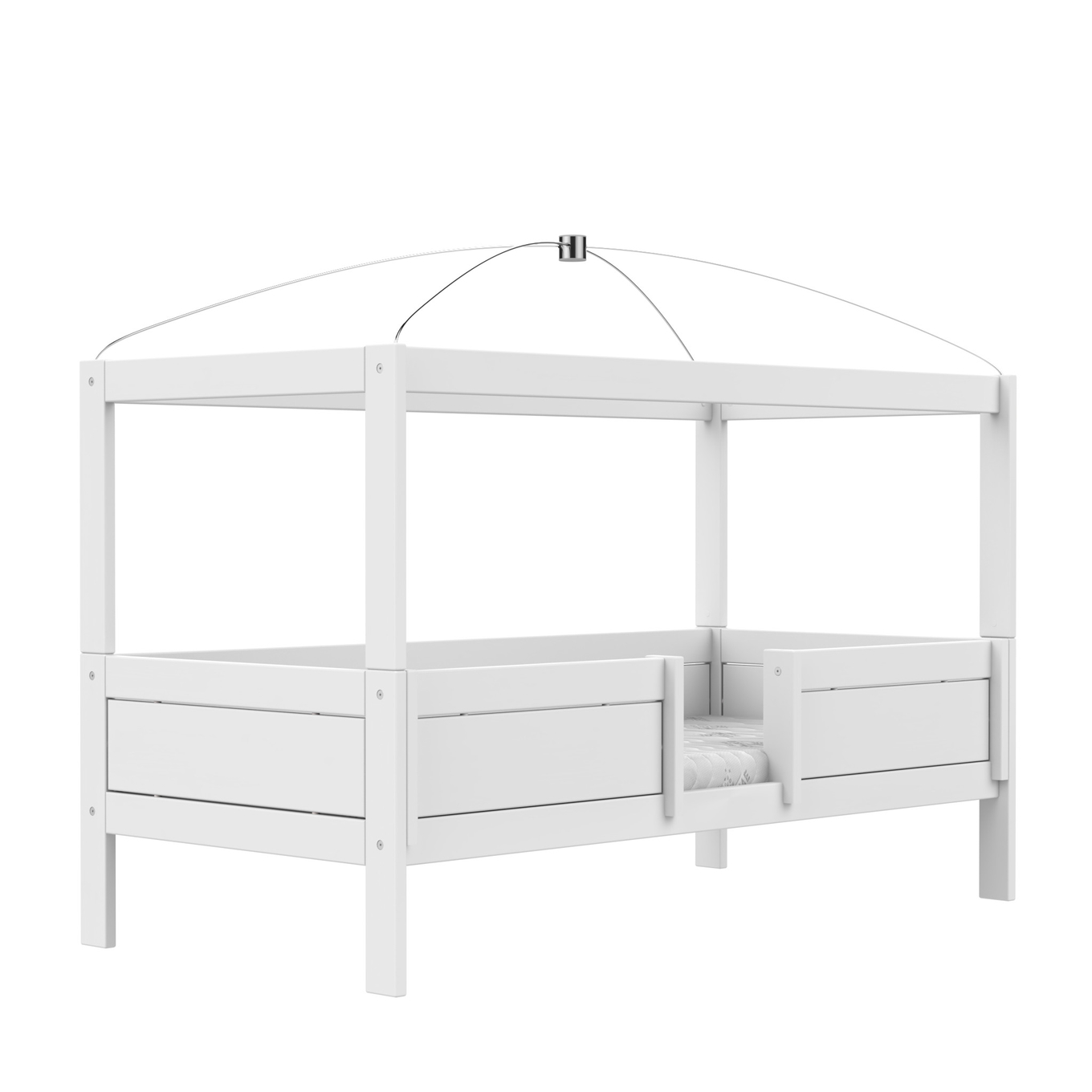 4 in 1 Bett mit Himmel Deluxe Lattenrost, Weiss 3