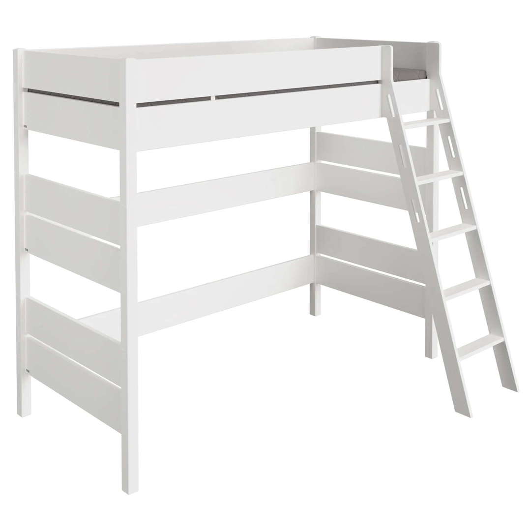 Hochbett Tiago Weiss, mit Schrägleiter, 90 x 200 cm