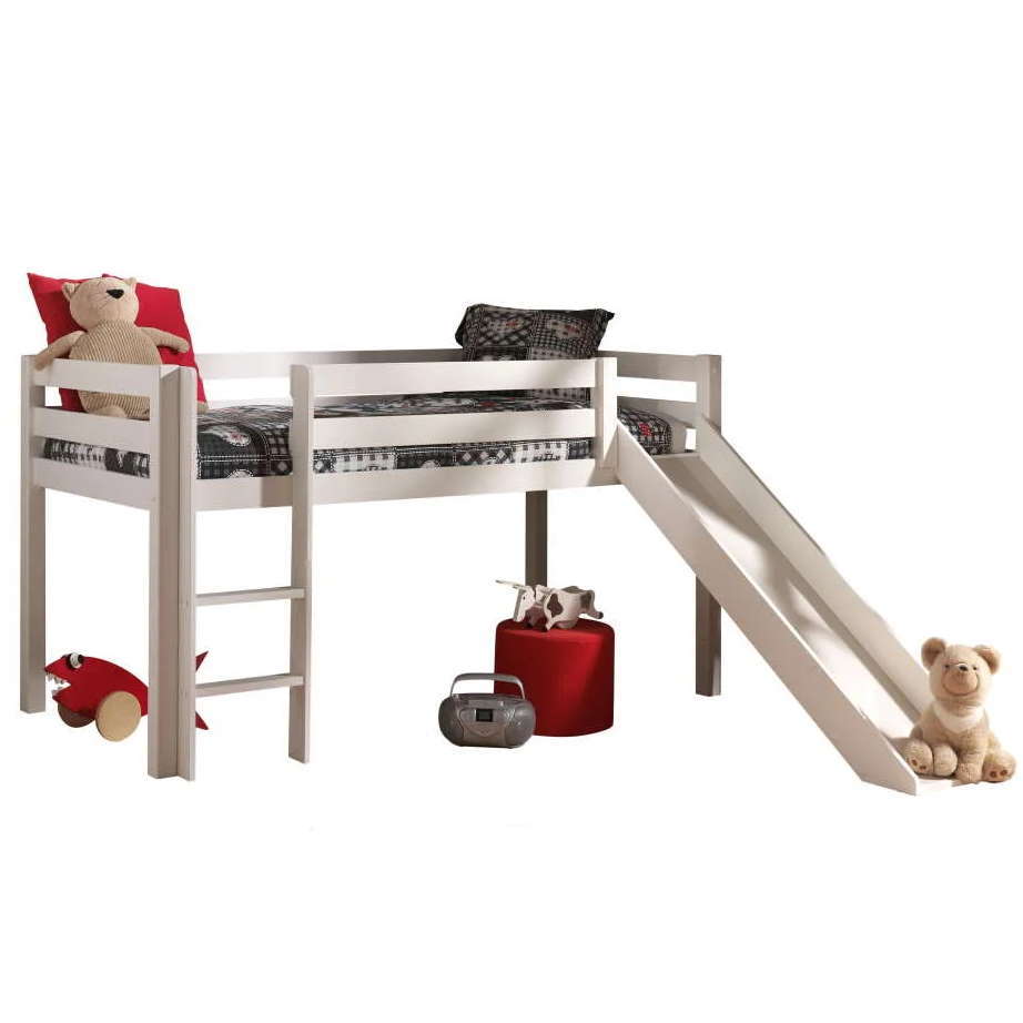 Halbhohes Bett Pino mit Rutsche Weiss