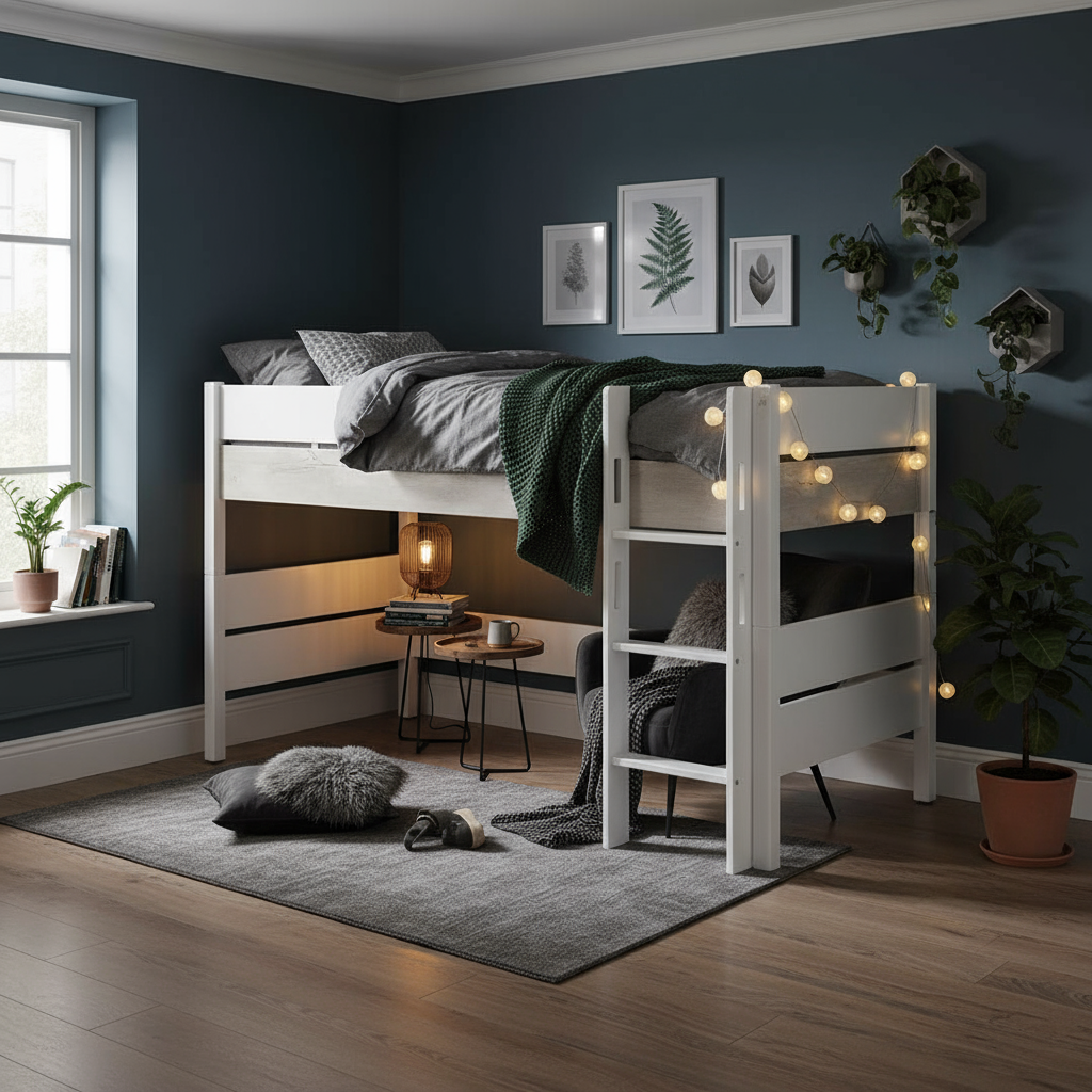 Halbhohes Bett Kira Nautik mit gerader Leiter, 90 x 200 cm 3