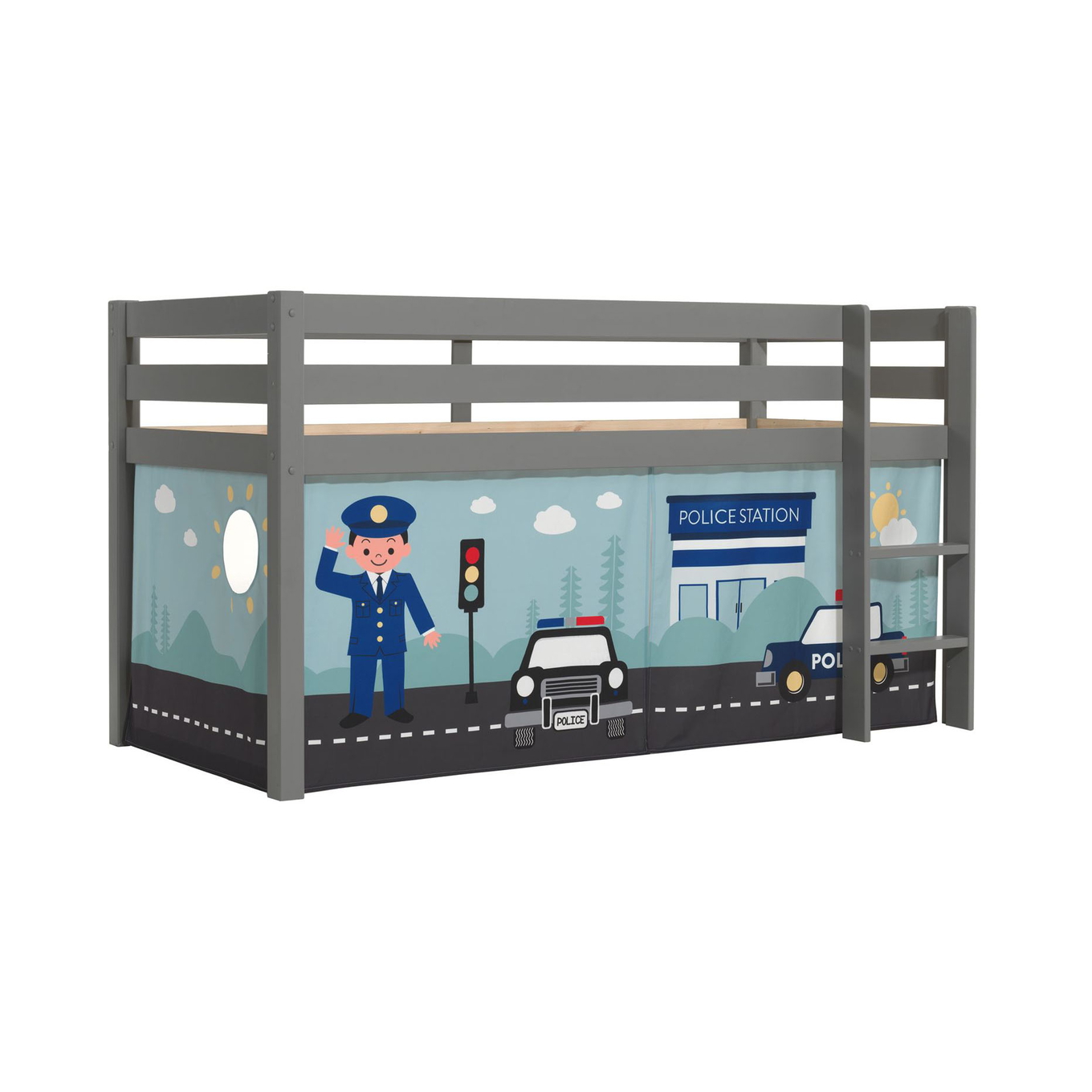 Halbhohes Bett Police Grau