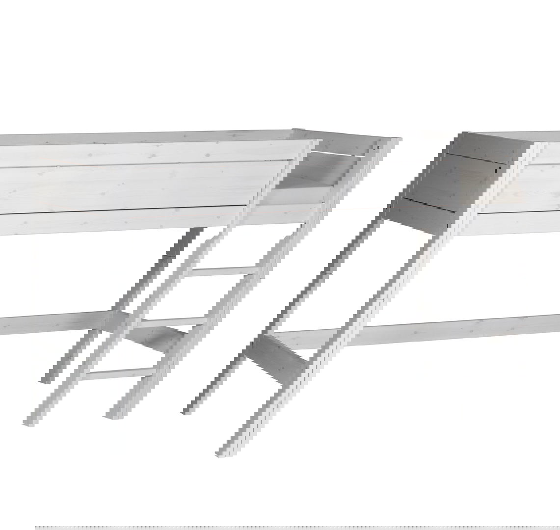 Halbhohes Bett Lifetime Rollrost, Weiss lasiert