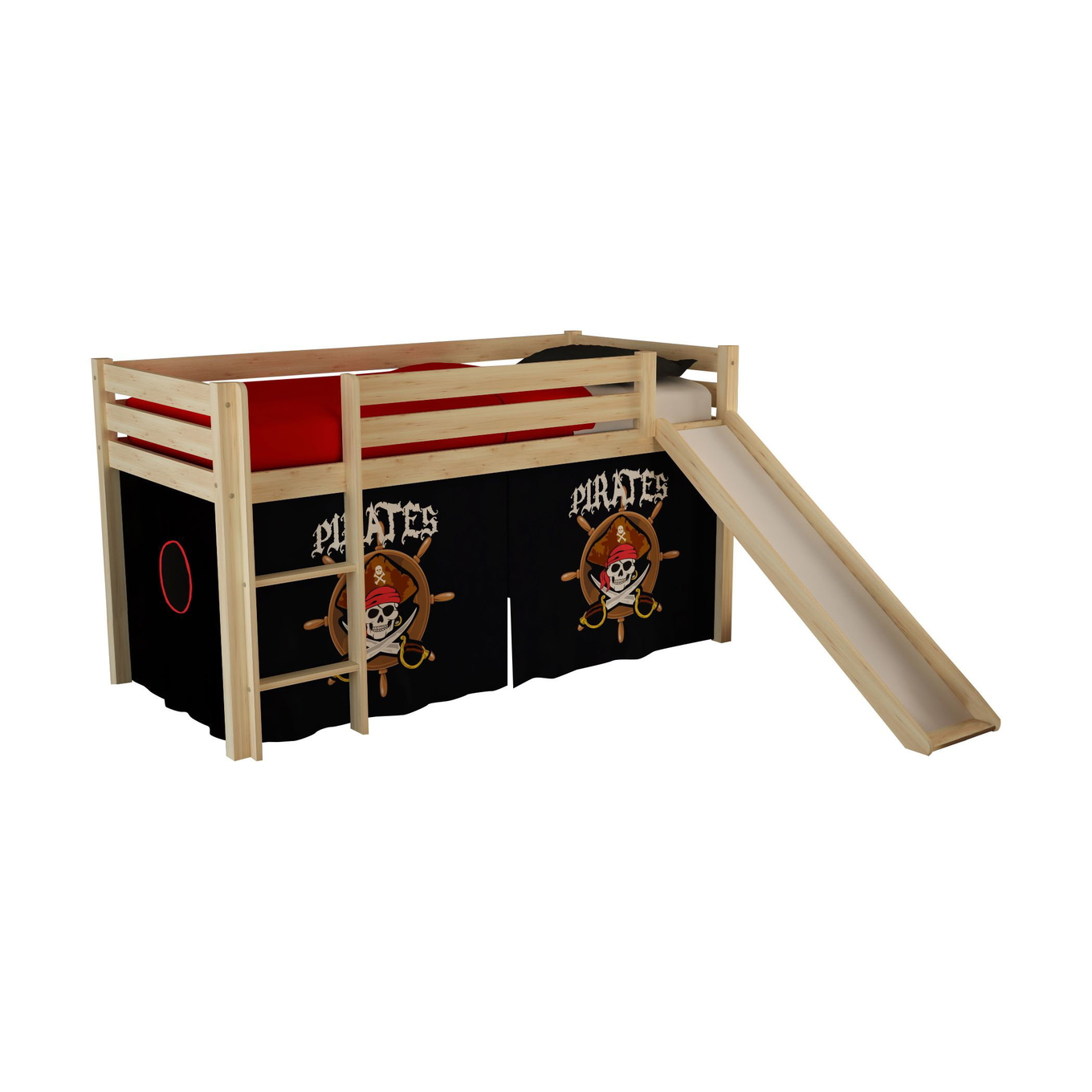 Halbhohes Bett Pirate mit Rutsche Holz
