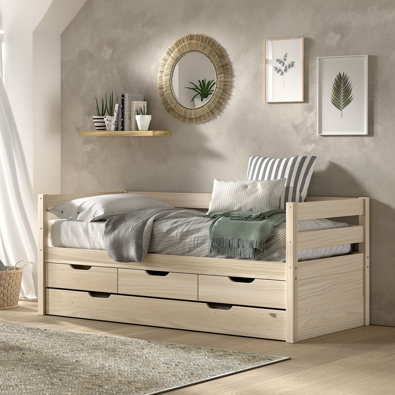 Kojenbett Margrit inkl. Schubladen und Ausziehkasten Natur #2