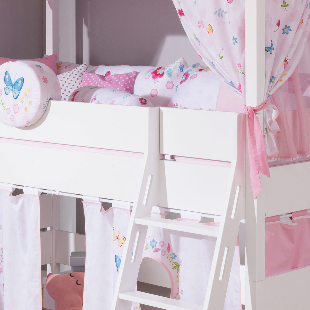 Halbhohes Bett Tiago mit Rutsche Weiss, mit gerader Leiter, 120 x 200 cm 3