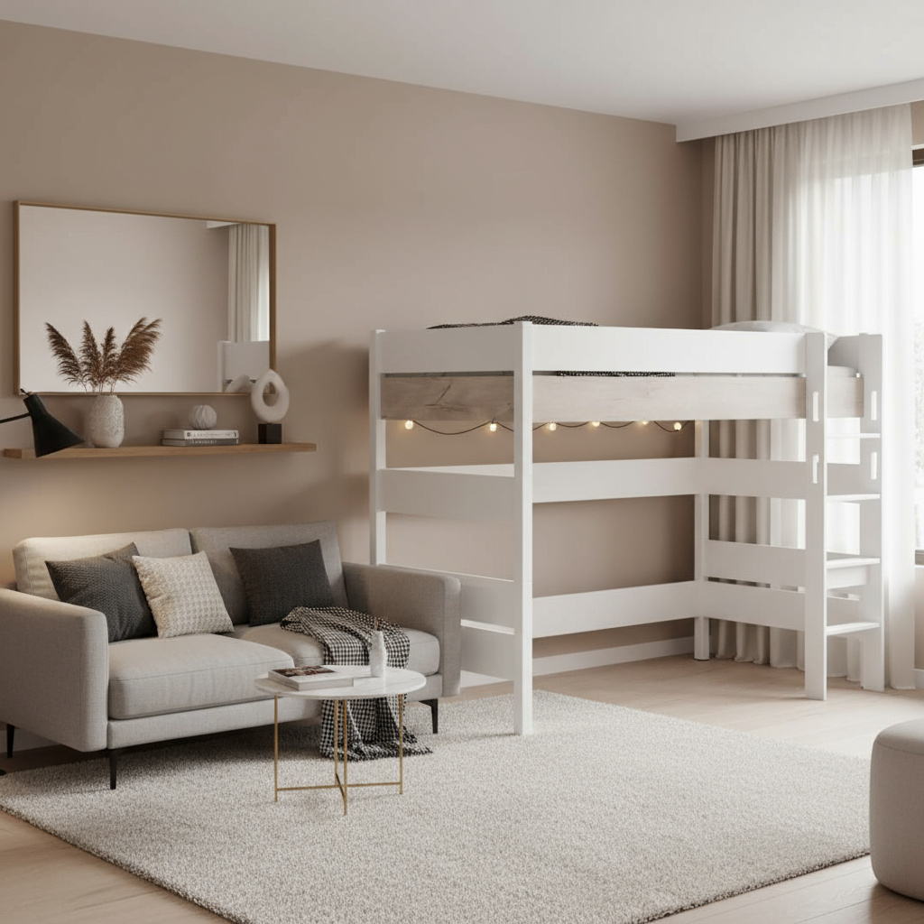 Mittelhohes Bett Kira Nautik mit gerader Leiter, 90 x 200 cm 3