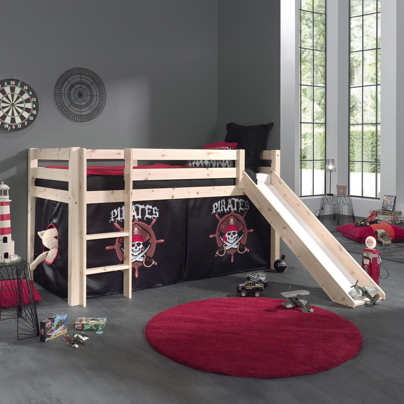 Halbhohes Bett Pirate mit Rutsche Holz #2