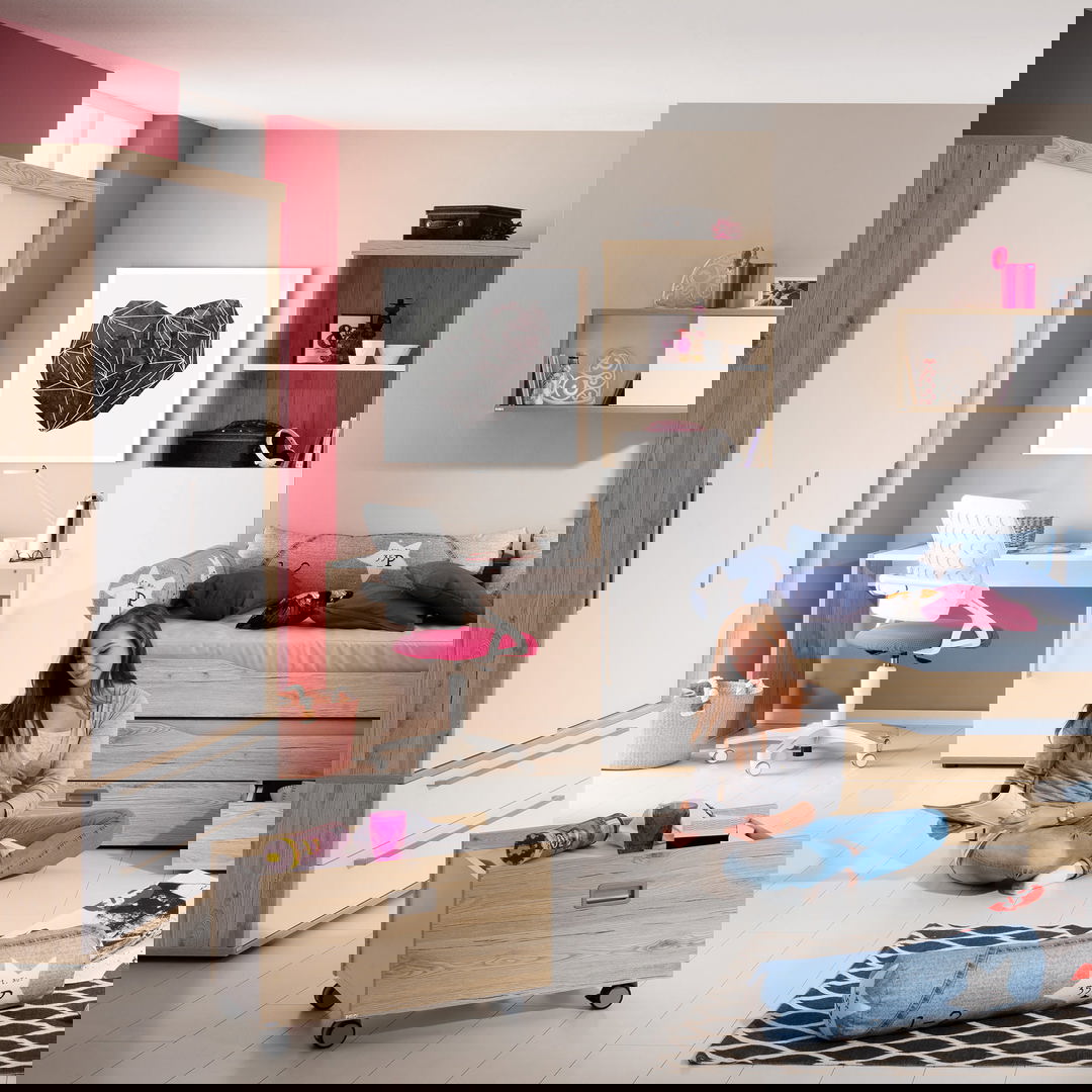 Kleiderschrank Fionn mit Schiebetüren Schmal Front Weiss #2