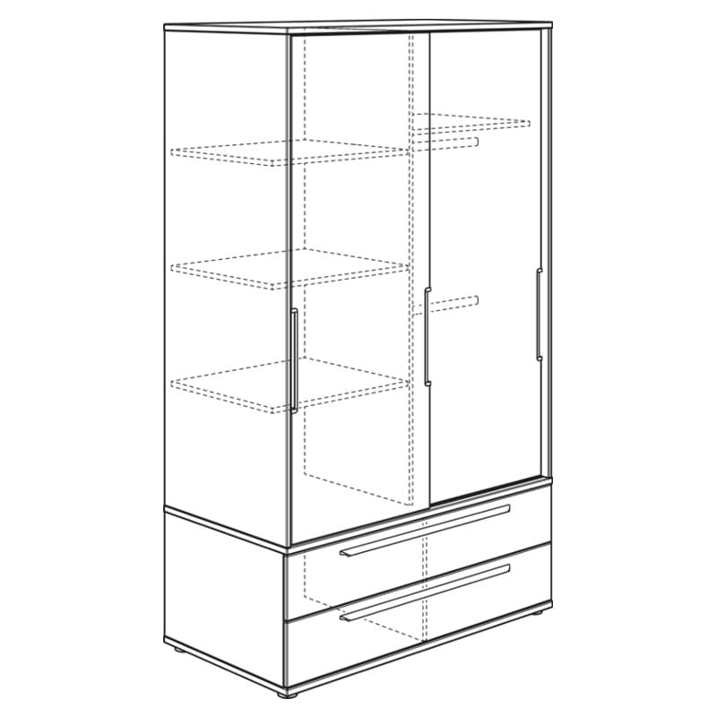 Kleiderschrank Carlo mit Schiebetüren Schmal Front Weiss 3