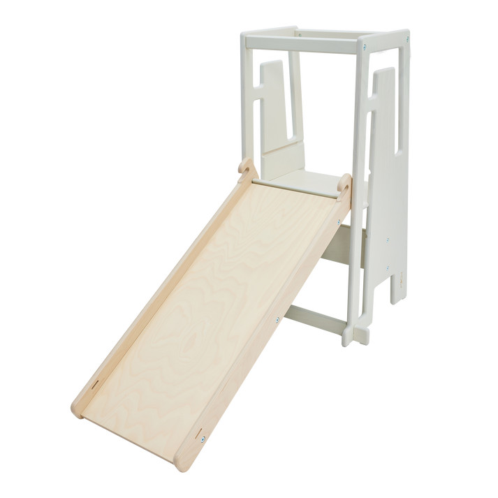 Lernturm Tuki Whitewash mit Rutsche
