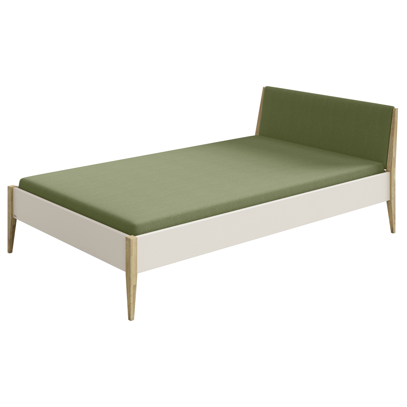 Bett Stiene mit gepolstertem Betthaupt Beige Nordic Green, 120 x 200 cm