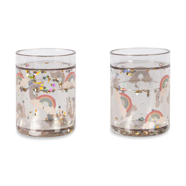 Becher 2er Set Rainbow mit Glitzer