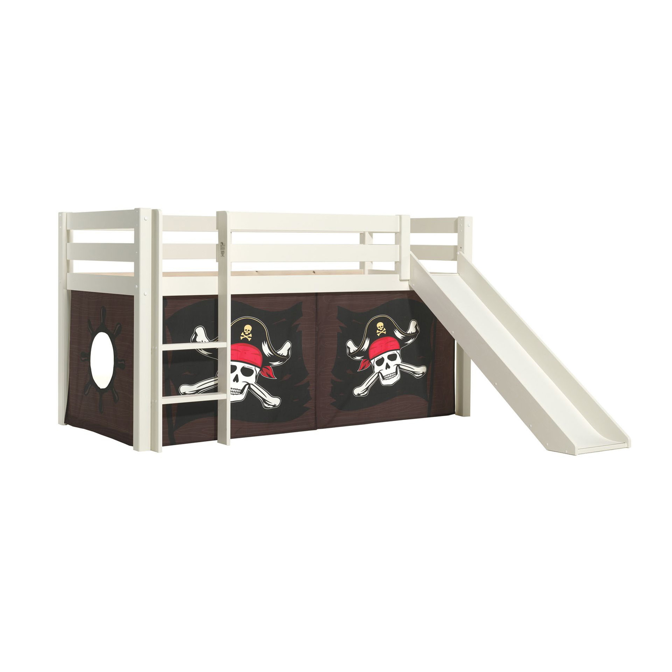 Halbhohes Bett Caribian Pirate mit Rutsche Weiss
