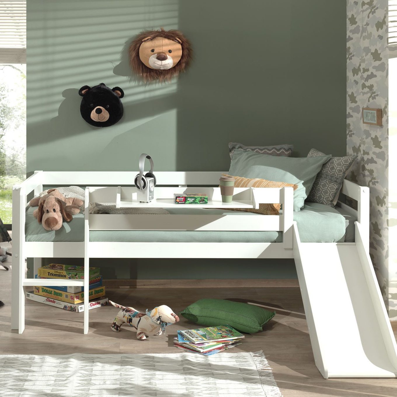 Bett Pino mit Rutsche inkl. Hängeablage Weiss #2