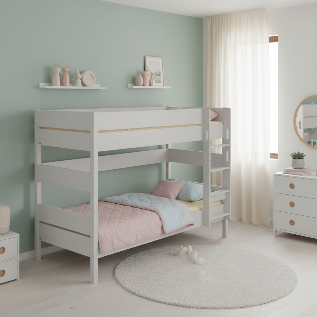 Etagenbett Tiago Grau, mit gerader Leiter, 120 x 200 cm 3