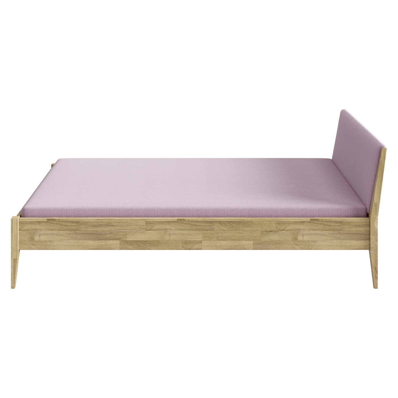 Bett Stiene mit gepolstertem Betthaupt Eiche Dunkelrosa, 120 x 200 cm #2