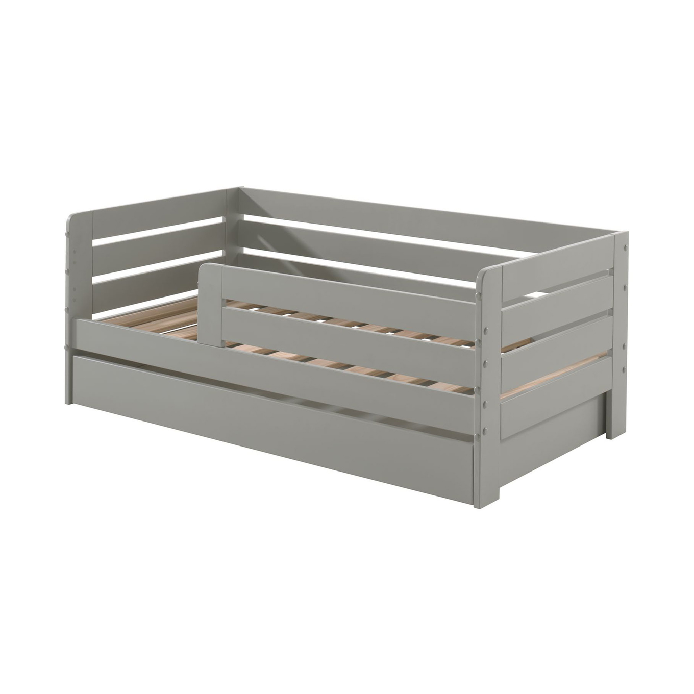 Juniorbett Peuterbed B 70 x 140 cm inkl. Ausziehkasten Grau