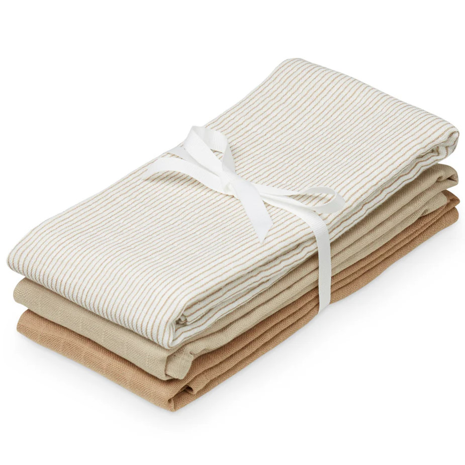 Spucktücher Mix 3er Set Classic Stripes Camel 1