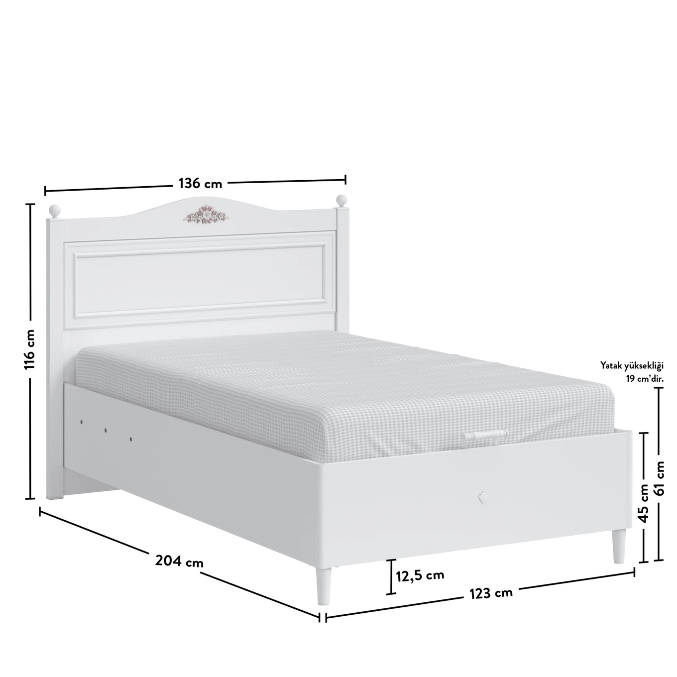 Bett Rustik mit Stauraum, 120 x 200 cm 5