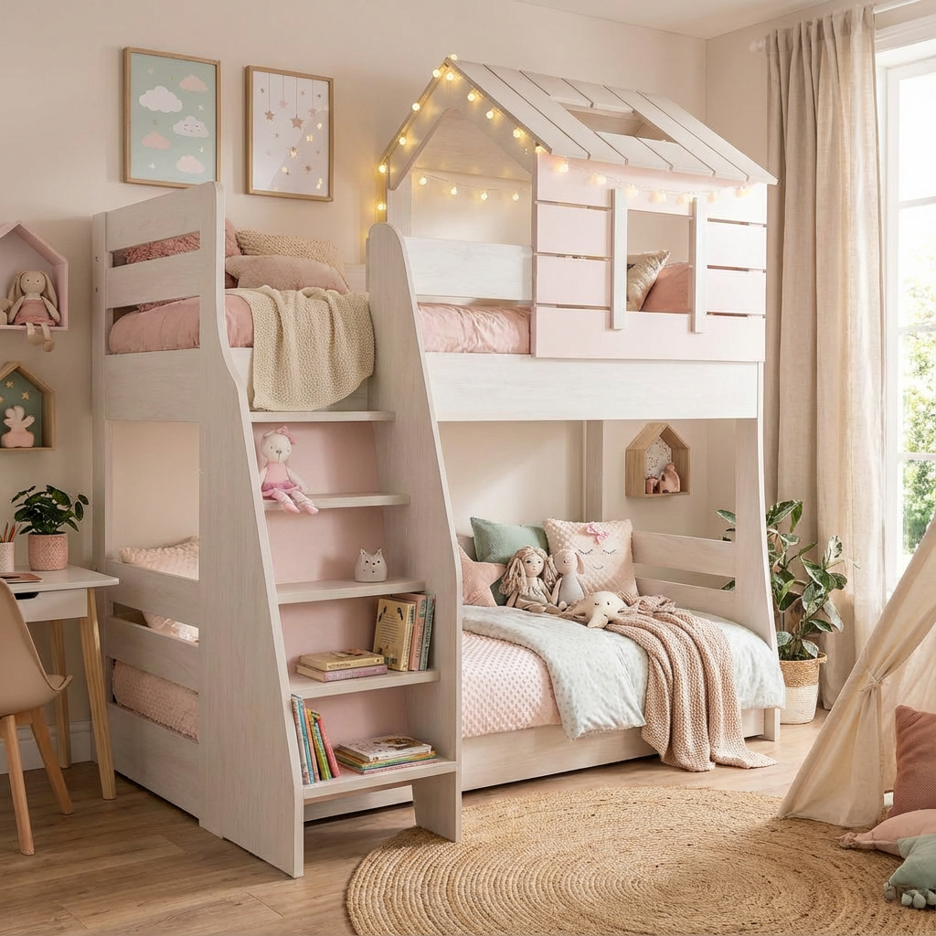 Etagenbett Pink House von Caploonba bei Panda Kindermöbel