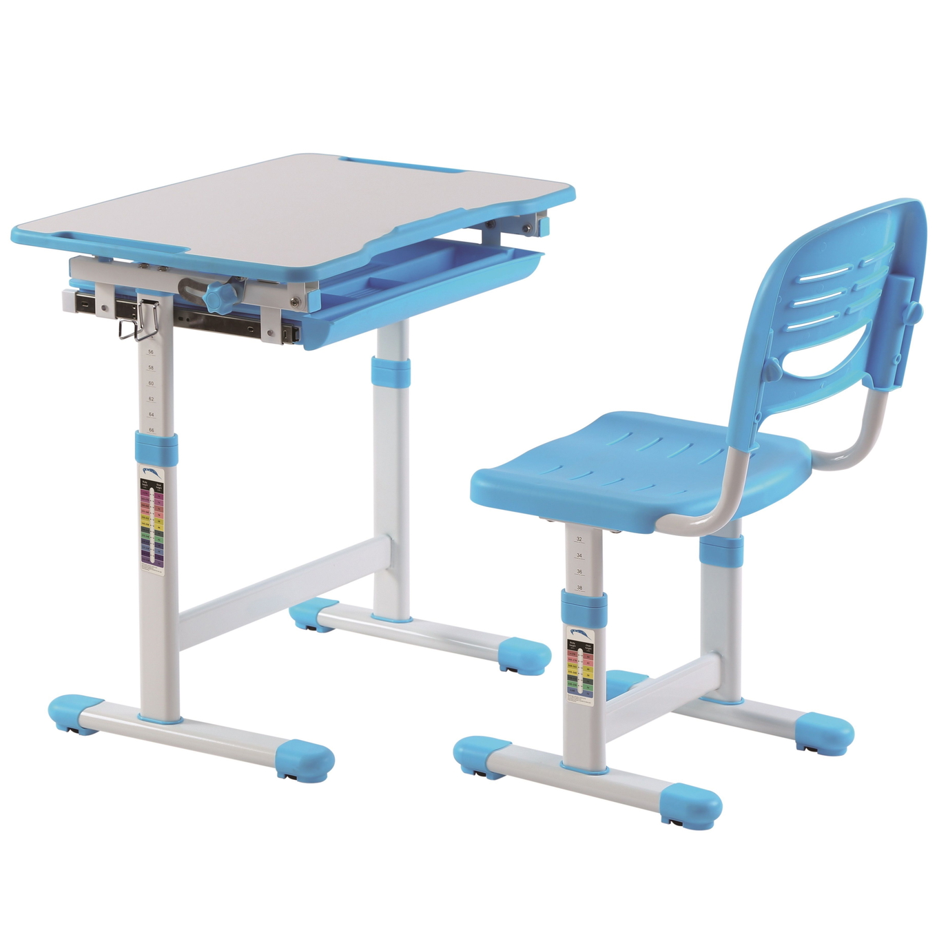 Schreibtisch Set Comfortline Weiss Blau 3