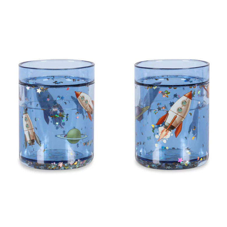 Becher 2er Set Space mit Glitzer