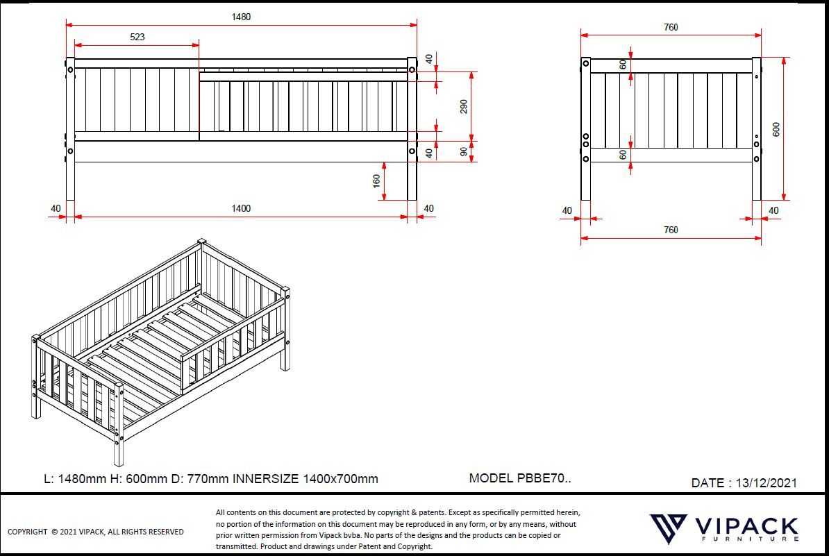 Juniorbett Peuterbed 70 x 140 cm Weiss 4