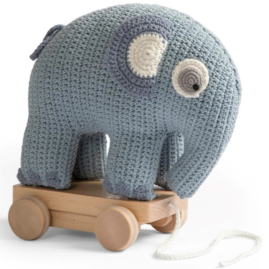 Häkel Nachziehtier Fanto Puderblau