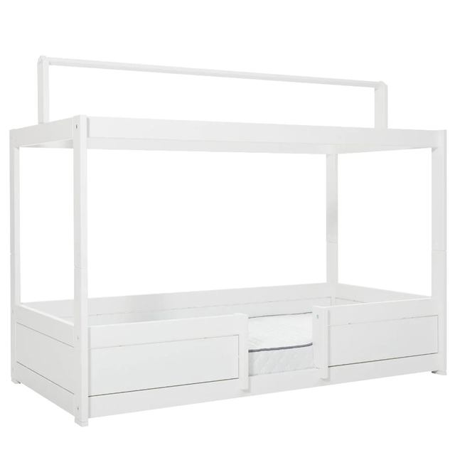 4 in 1 Bett mit Dachkonstruktion Deluxe Lattenrost, Weiss