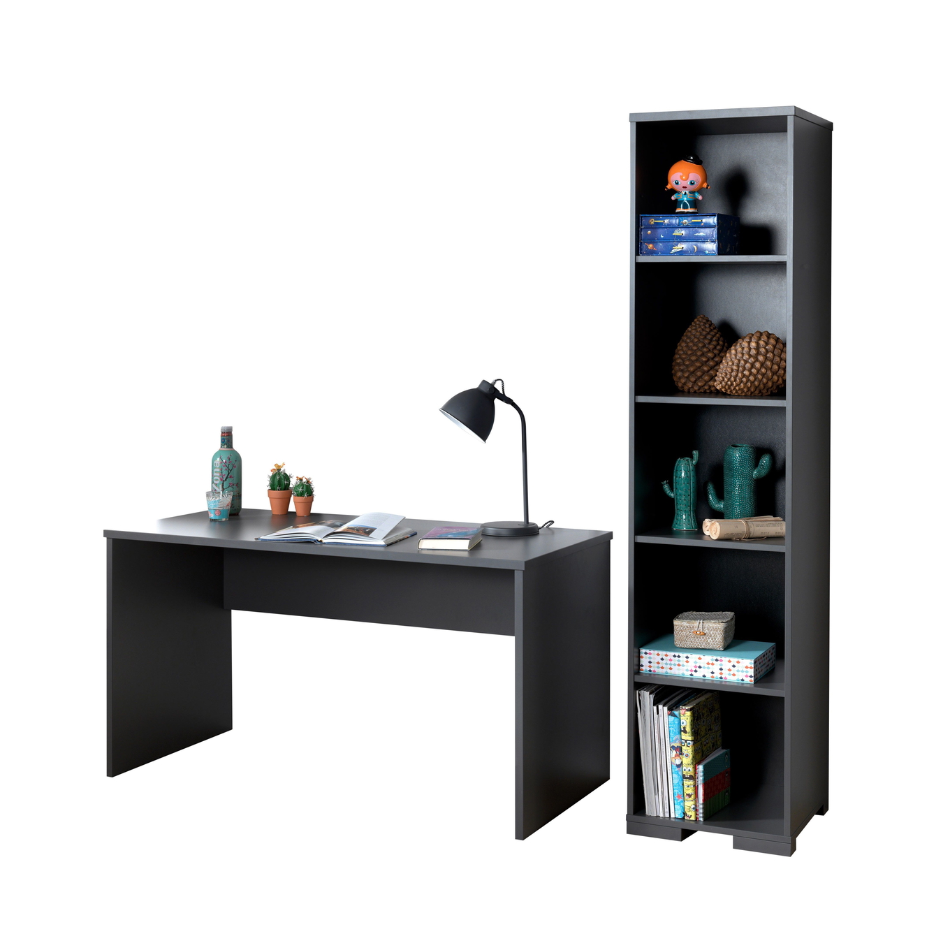 Schreibtisch London 2-teilig Set Anthrazit
