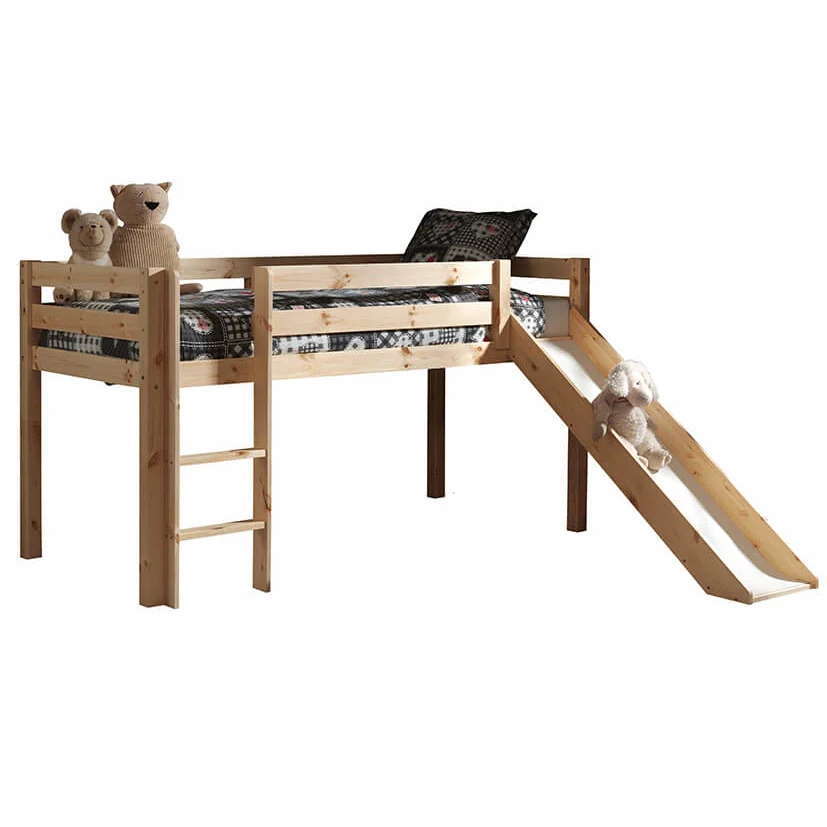 Halbhohes Bett Pino mit Rutsche Natur