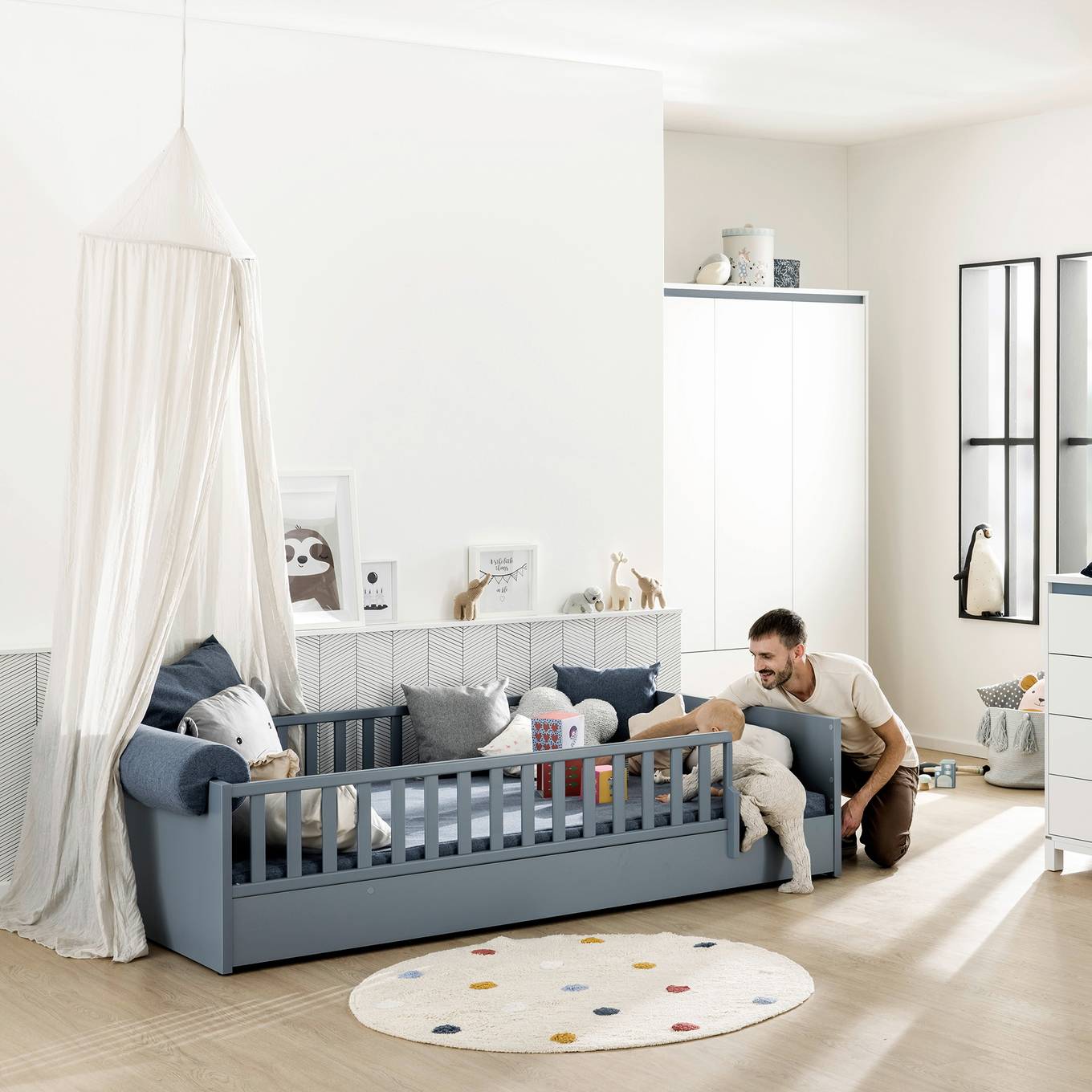 Bett Little Flo Blau, 90 x 200 cm #2