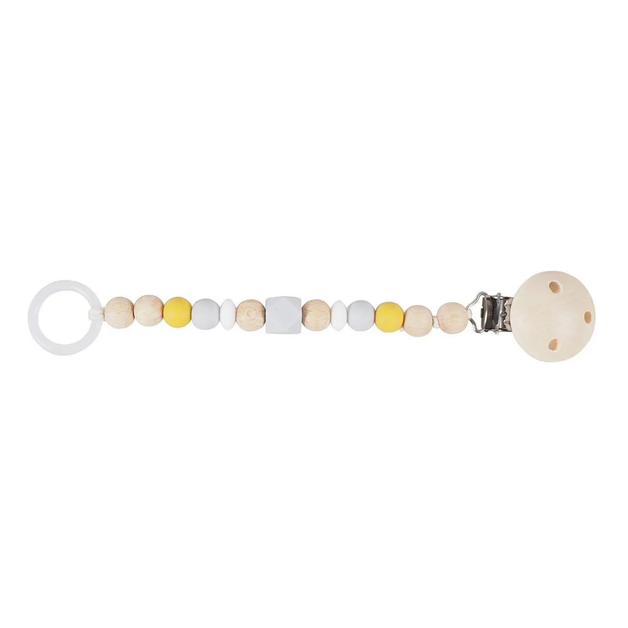 Schnullerkette Grau Gelb