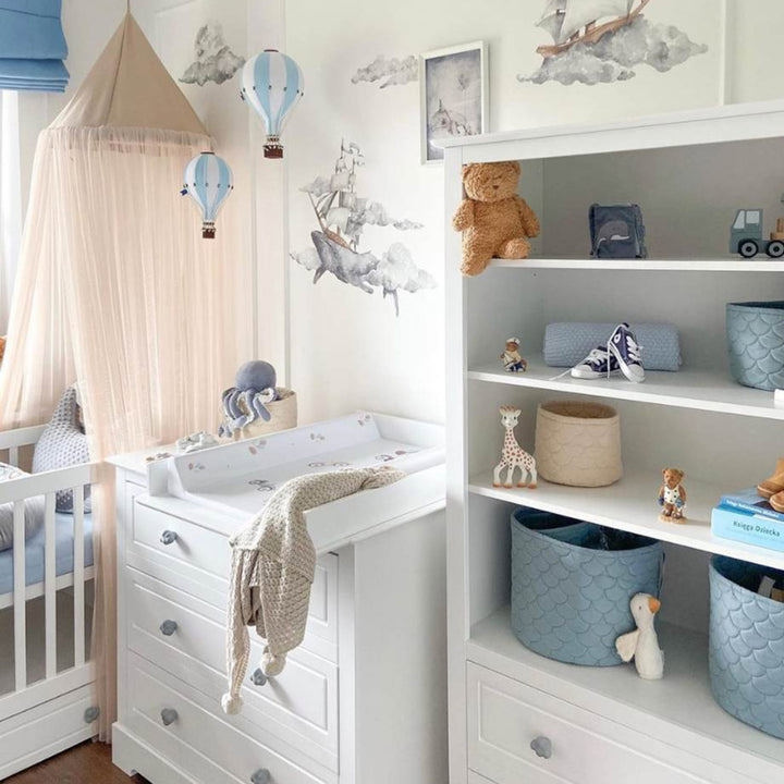 Deko Heissluftballon Weiss Hellblau M 4