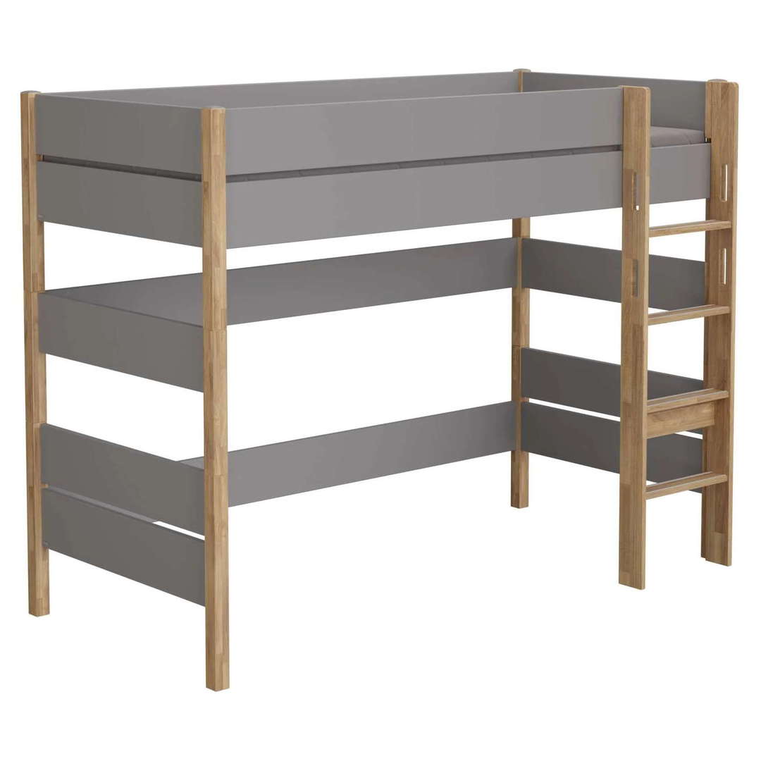 Mittelhohes Bett Sten Grau, mit gerader Leiter 1