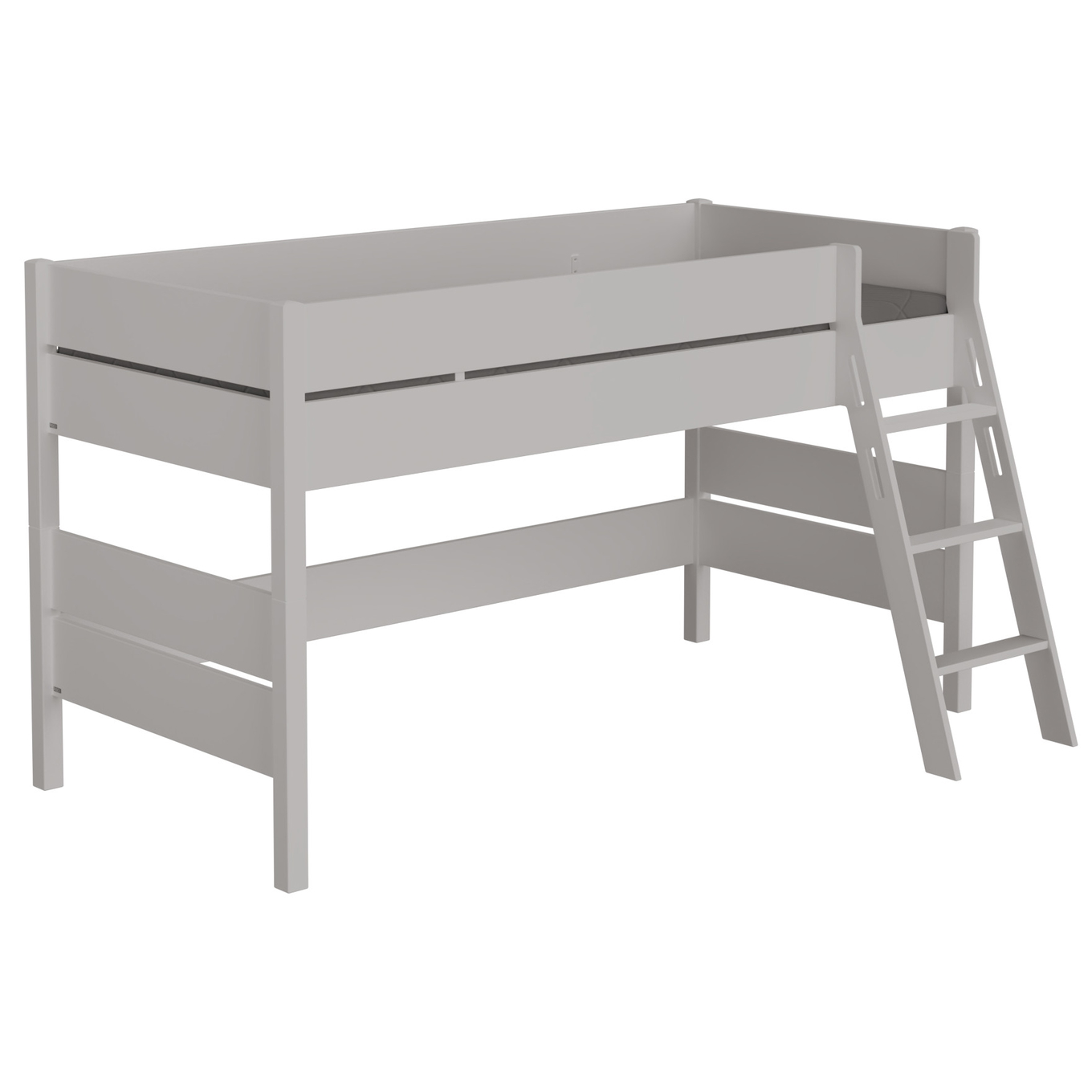 Halbhohes Bett Tiago Grau, mit Schrägleiter, 90 x 200 cm