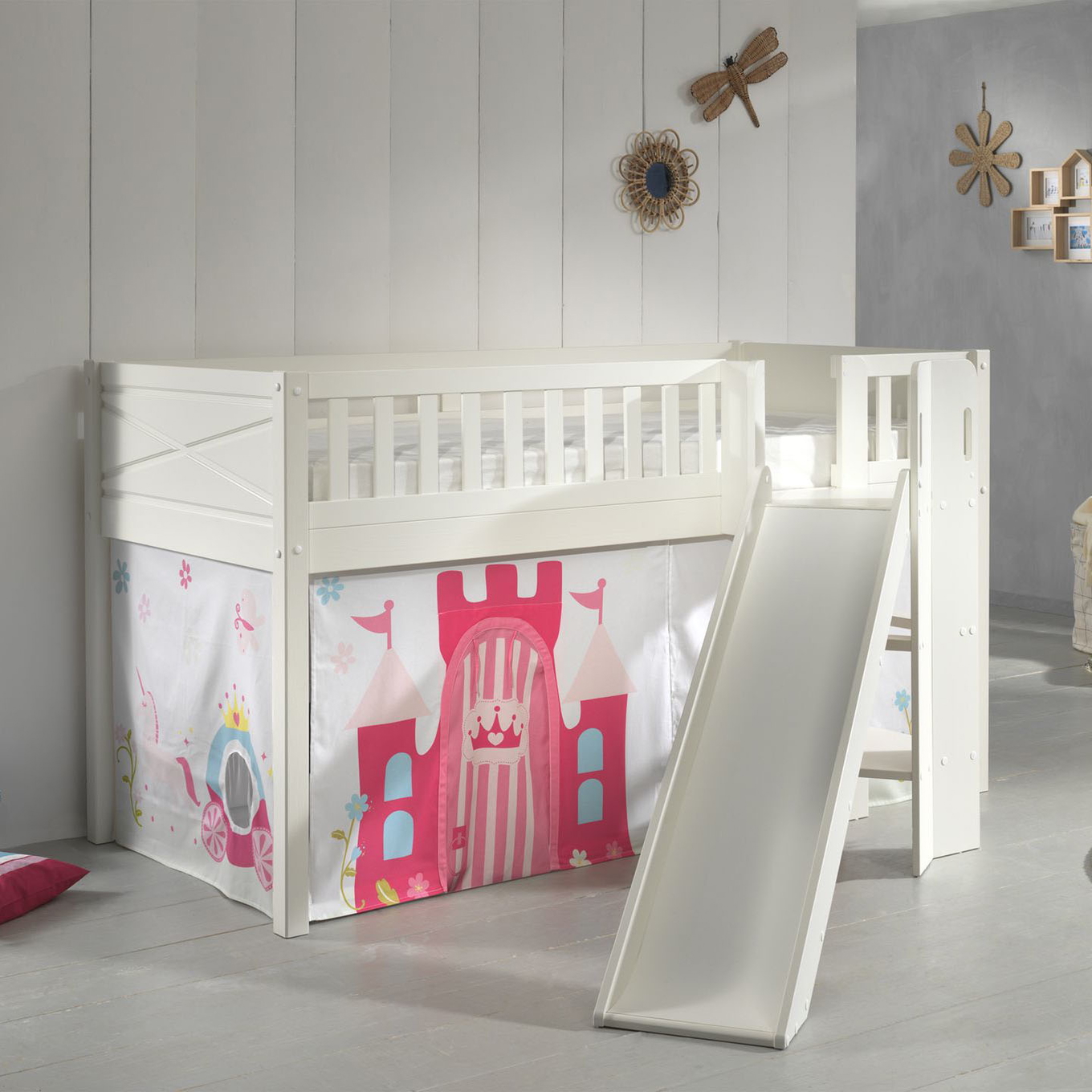 Halbhohes Bett Scott Princess mit Rutsche mit Spielvorhang #2