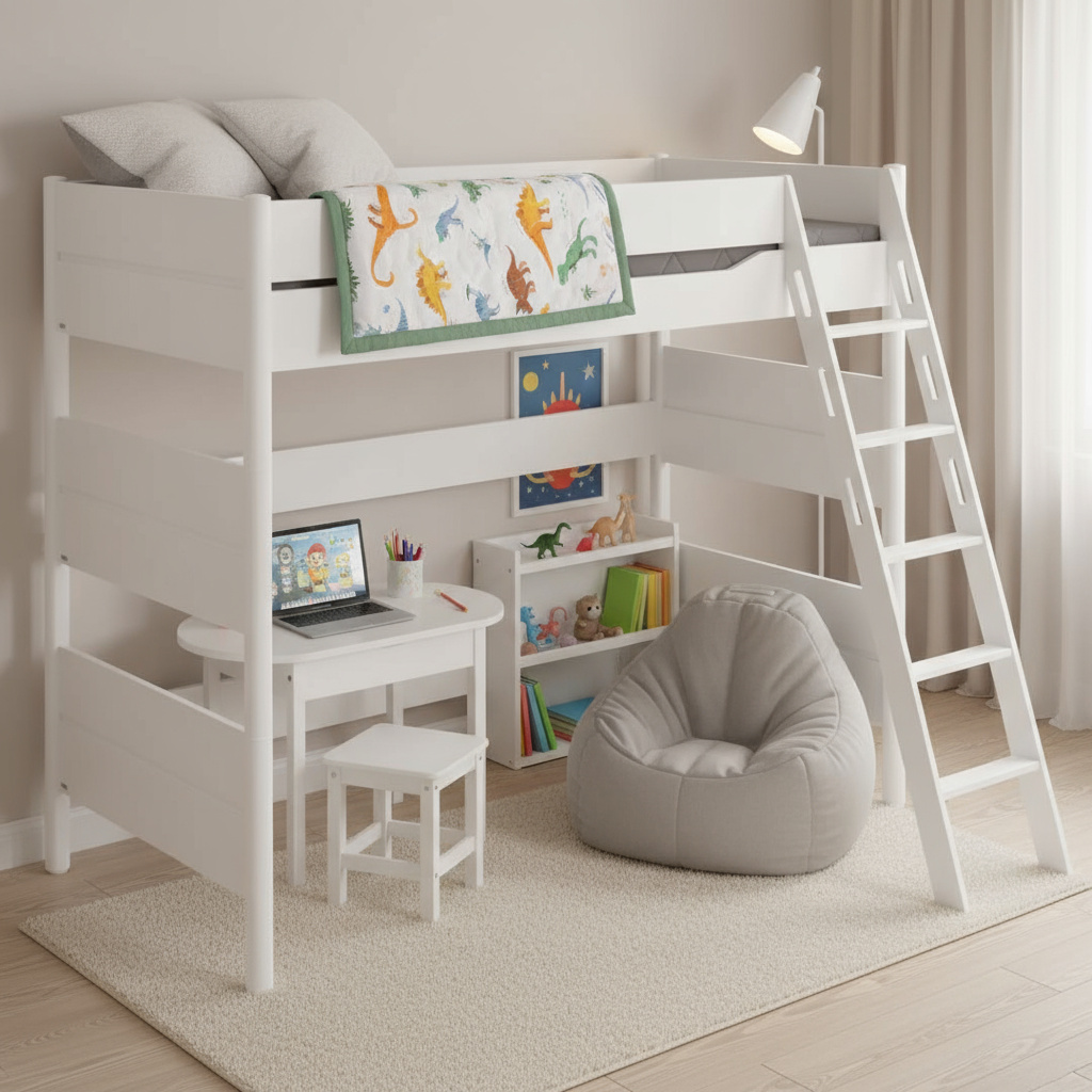 Hochbett Ylvie mit Schrägleiter, 90 x 200 cm 2