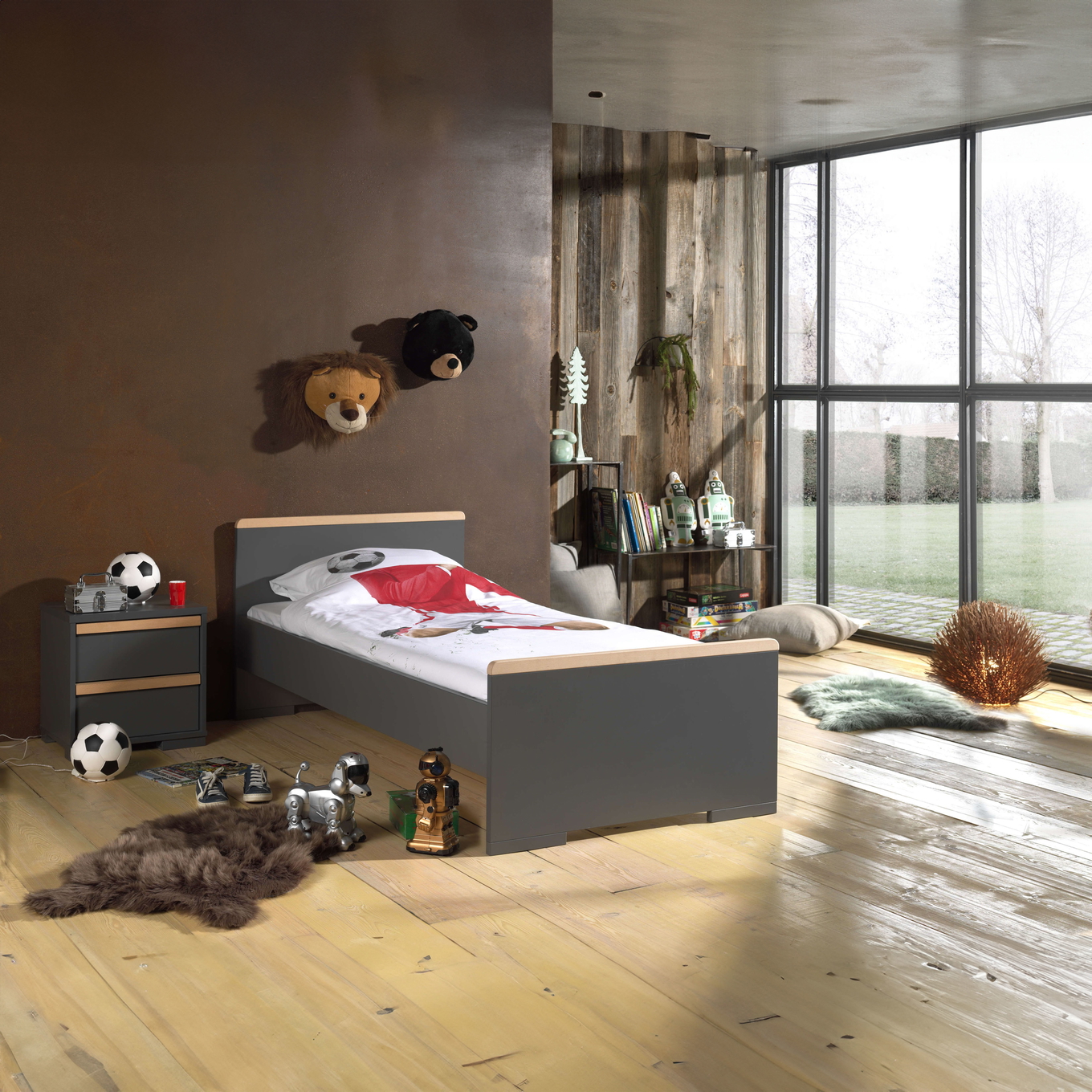 Bett und Nachttisch London 2-teilig Set Anthrazit #2