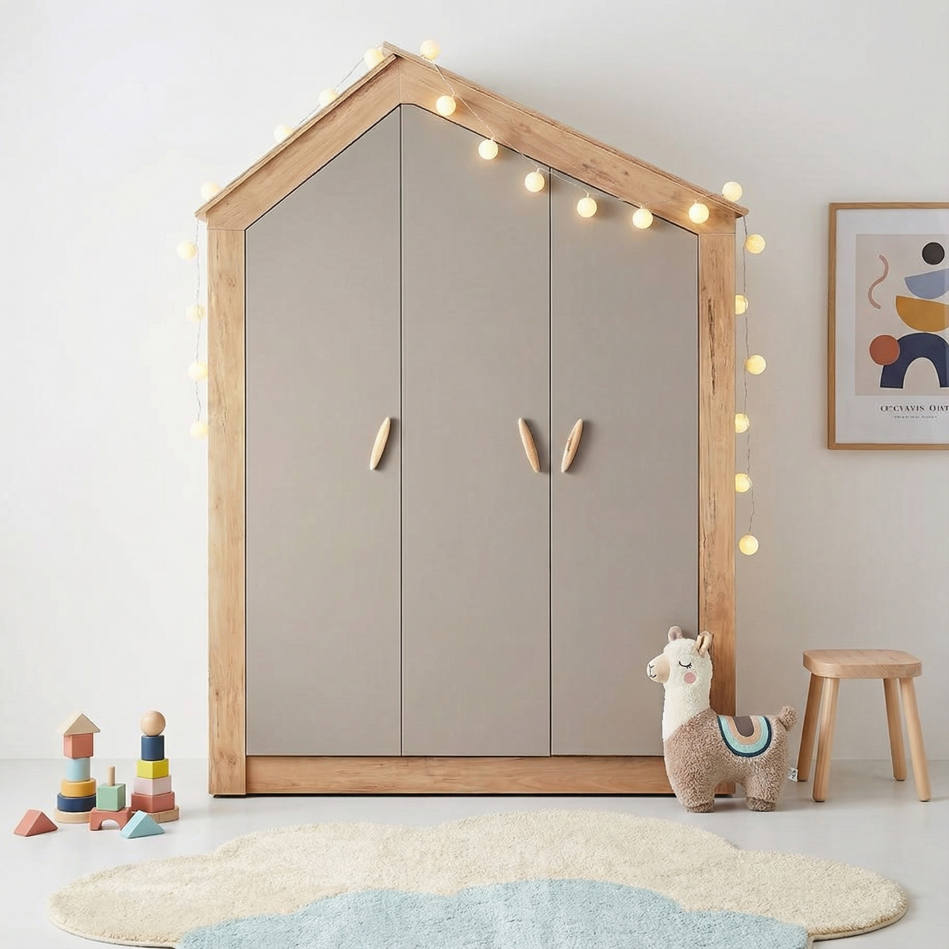 TOPINCN 3-Türiger Puppenhaus-Kleiderschrank - Sicheres Puppenmöbel Aus Kunststoff Für Kinder Ab 3 Jahren