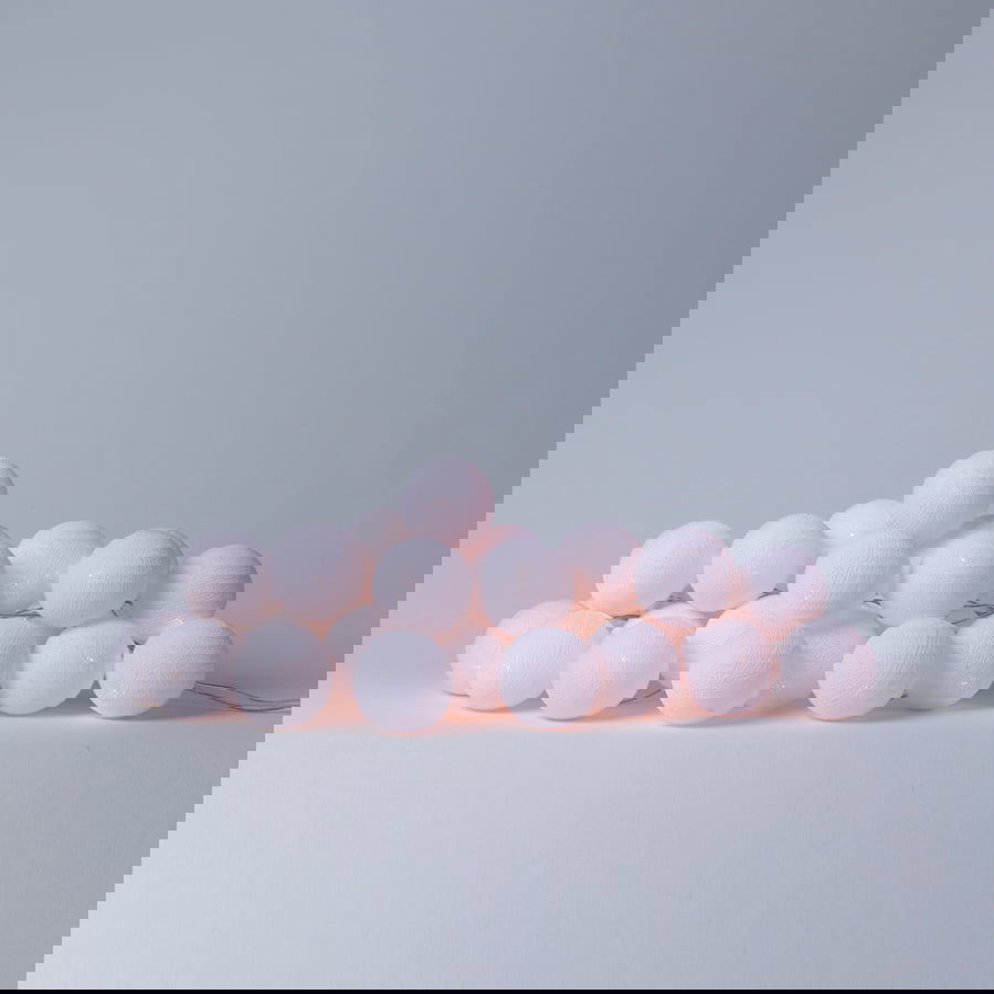 Lichterkette mit Baumwollkugeln Weiss #2